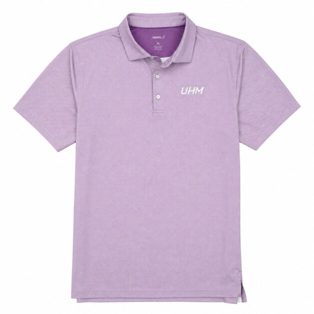 johnnie-O Men XL Purple Performance Golf Polo Stretch UHM Logo Short Sleeve